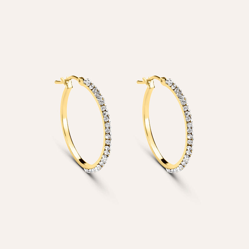 Orecchini A Cerchio Christelle Oro Giallo Cristallo - Orecchini a Cerchio Donna | Stroili