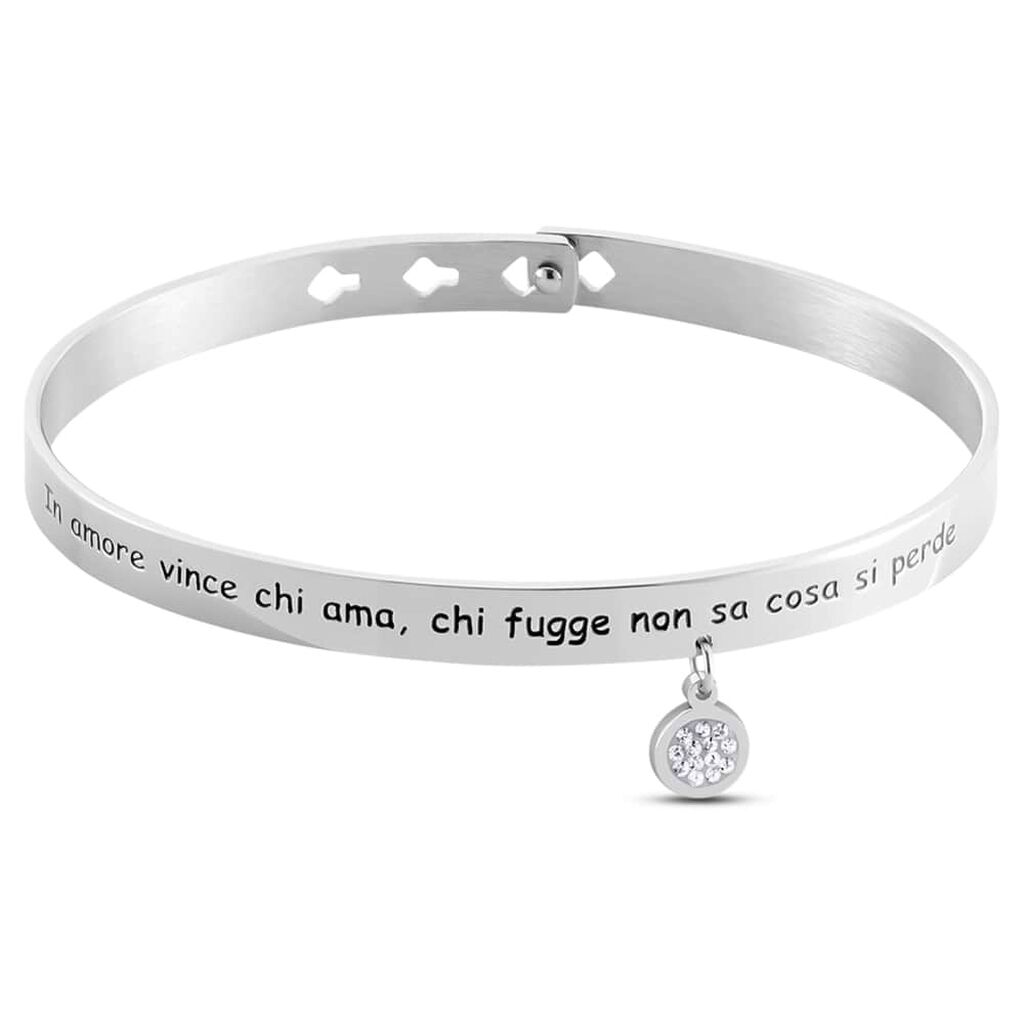 Bangle Lady Message Acciaio Love e Cristalli
