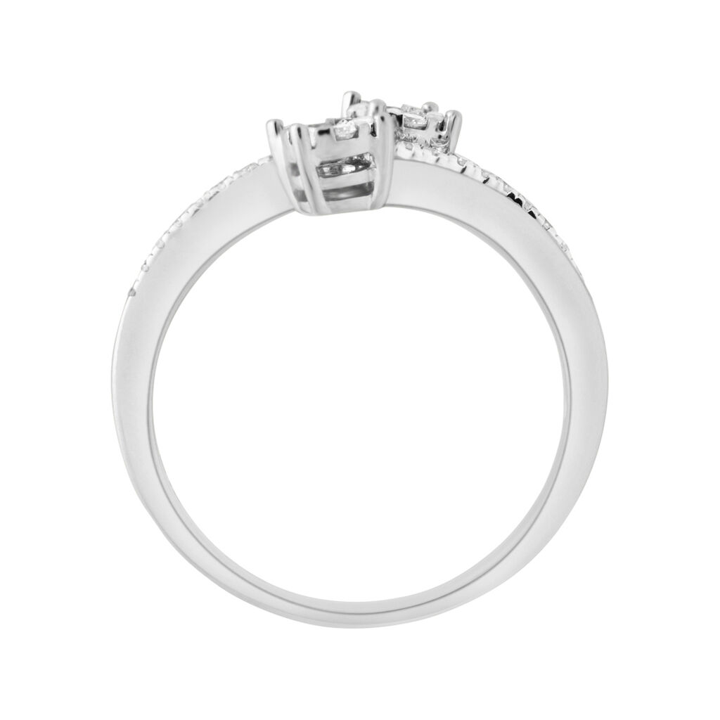 Anello Fantasia Petali Oro Bianco E Diamanti