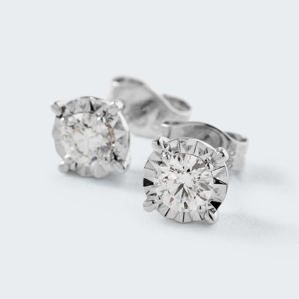 Orecchini Lobo Punto Luce Diamotion Oro Bianco Diamante - Orecchini a Lobo Donna | Stroili