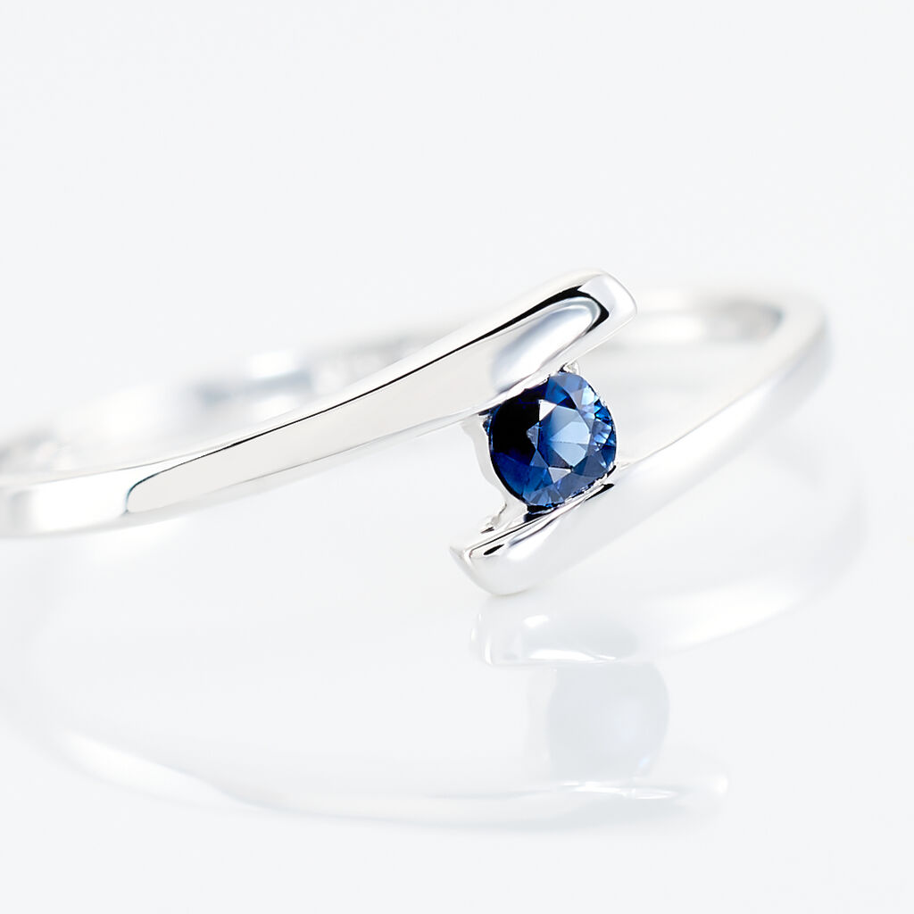 Anello Solitario Charlotte Oro Bianco Zaffiro