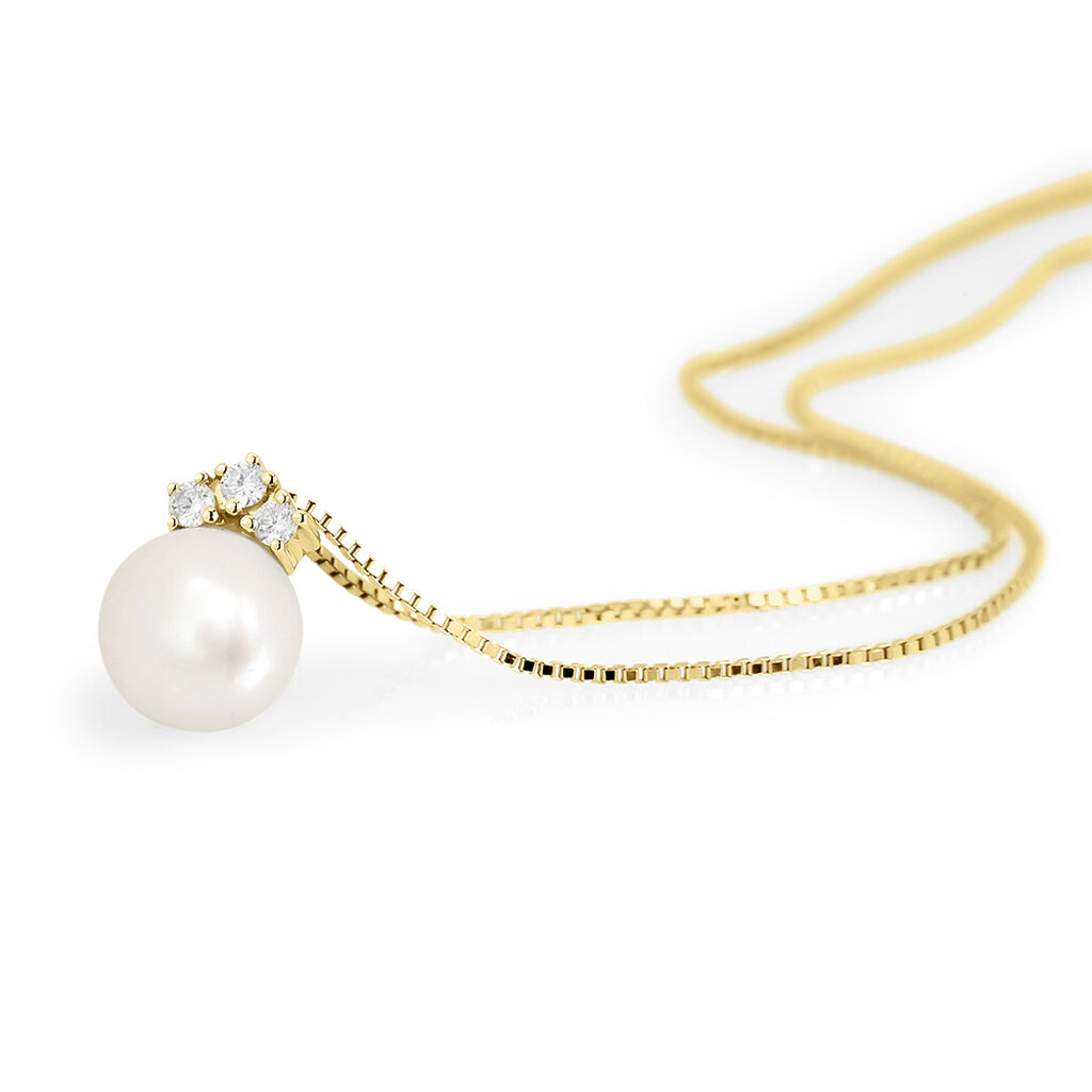 Collana Gabrielle Precious Oro Giallo Perla D'Acqua Dolce Diamante