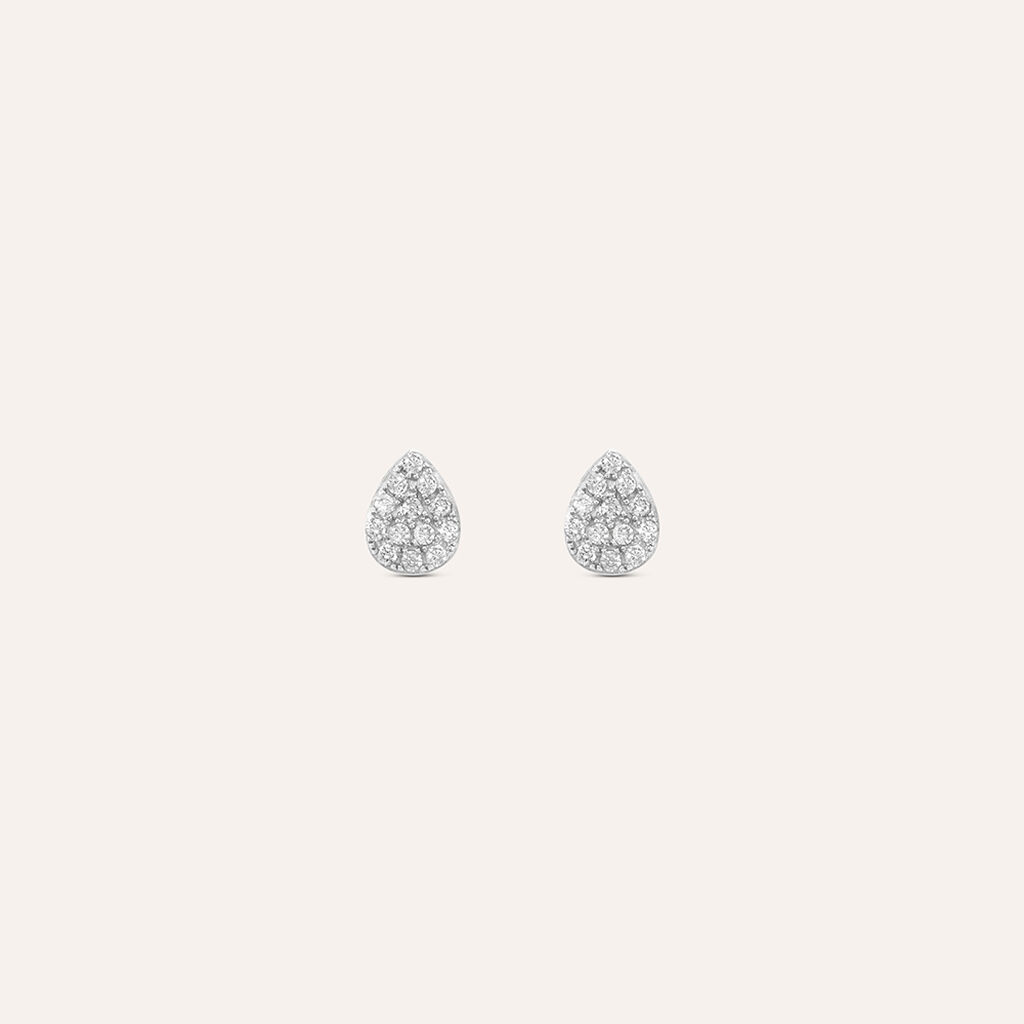 Orecchini Lobo Bon Ton Oro Bianco Cubic Zirconia - Orecchini a Lobo Donna | Stroili
