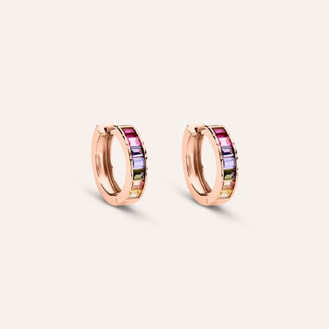 Orecchini A Cerchio Silver Rainbow Argento Rosa Cubic Zirconia - Orecchini a Cerchio Donna | Stroili