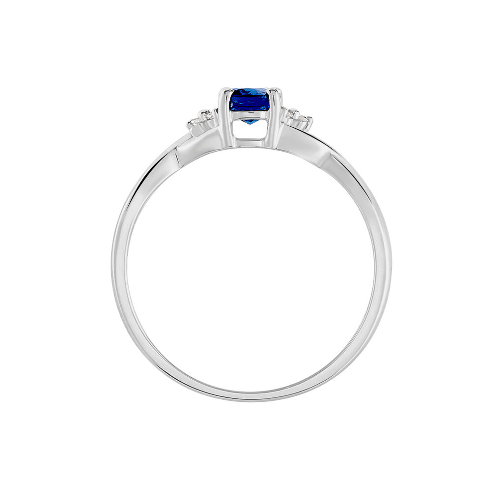 Anello Charlotte Oro Bianco Zaffiro Diamante
