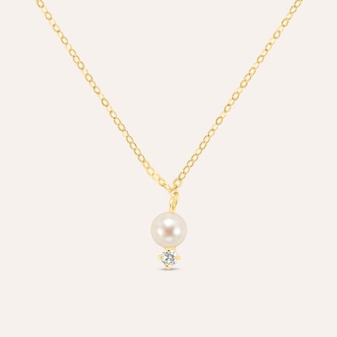 Collana Gabrielle Oro Giallo Perla D'Acqua Dolce Cubic Zirconia - Collane Donna | Stroili