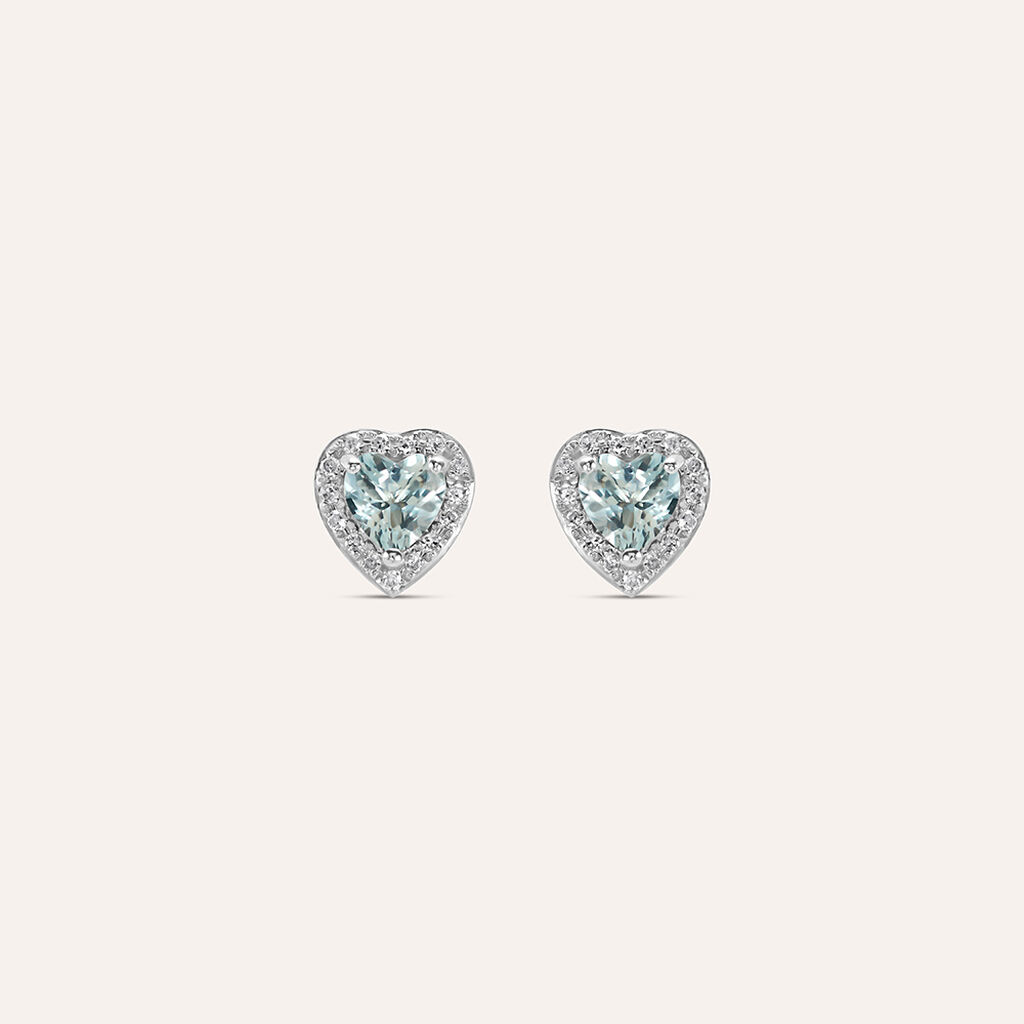 Orecchini Lobo Jasmine Oro Bianco Acquamarina Diamante - Orecchini a Lobo Donna | Stroili
