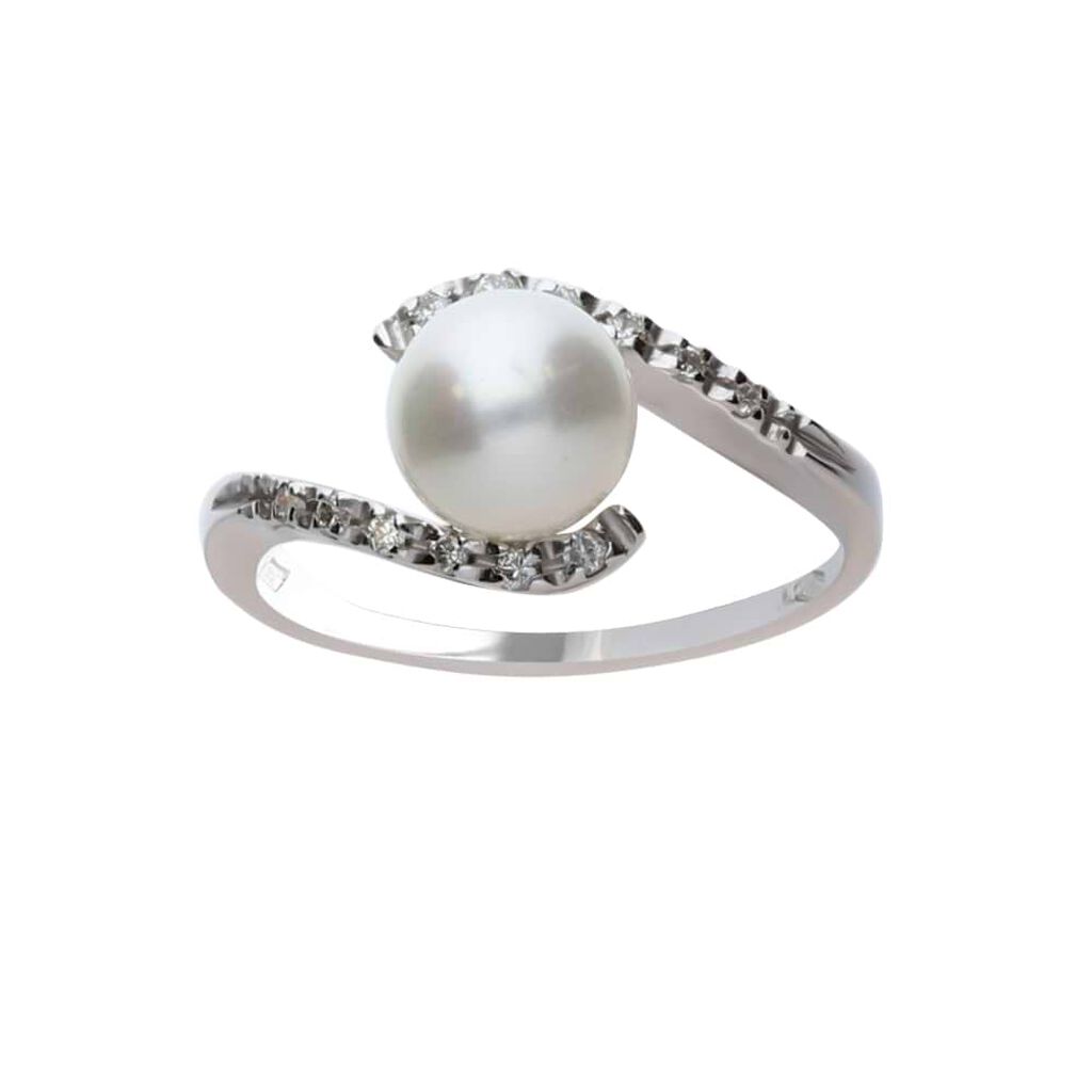 Anello Solitario Gold Pearls Oro Bianco Perla D'Acqua Dolce Diamante - Anelli con Pietre Donna | Stroili