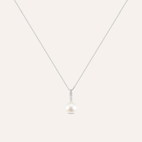 Collana Gabrielle Oro Bianco Perla D'Acqua Dolce Cubic Zirconia - Collane Donna | Stroili