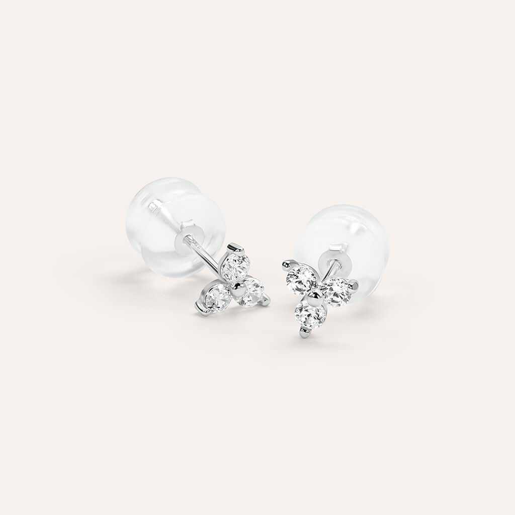 Orecchini Lobo Bon Ton Oro Bianco Cubic Zirconia - Orecchini a Lobo Donna | Stroili