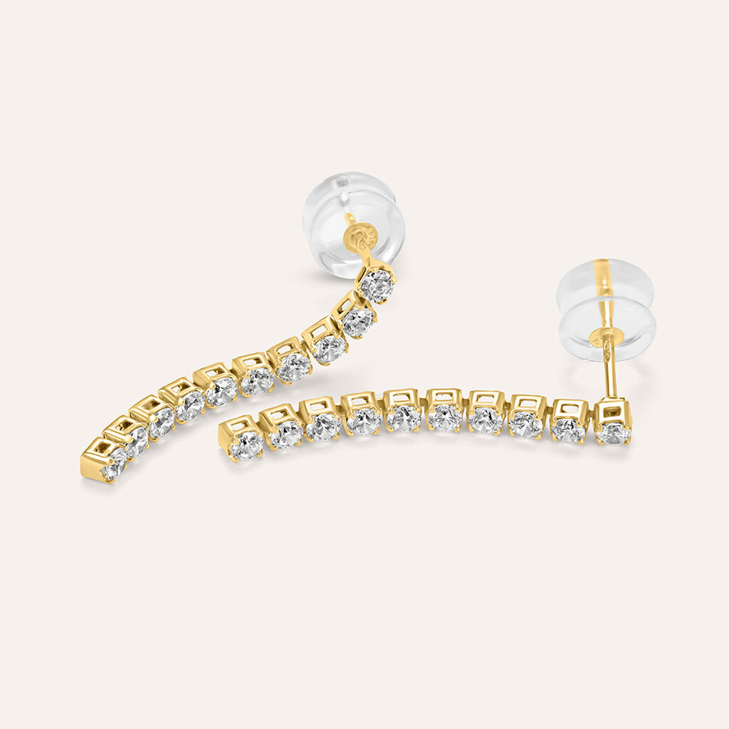 Orecchini Pendenti Tennis Claire Oro Giallo Cubic Zirconia