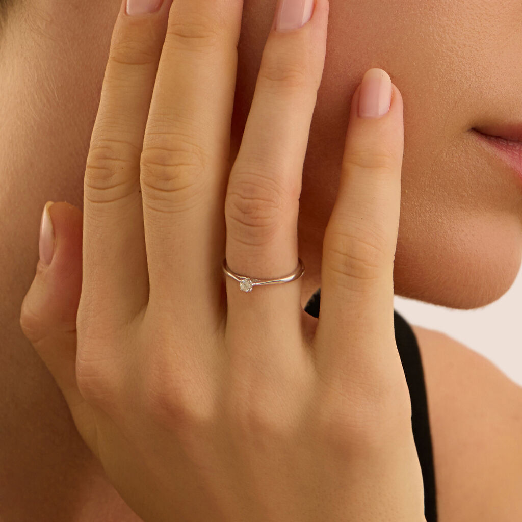 Anello Solitario Grace Oro Bianco Diamante