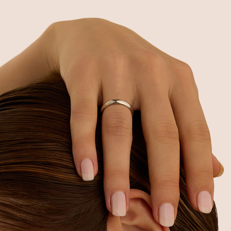 Fede Classica Leggera 3.6 mm Oro Bianco Diamante - Anelli con Incisione Unisex | Stroili