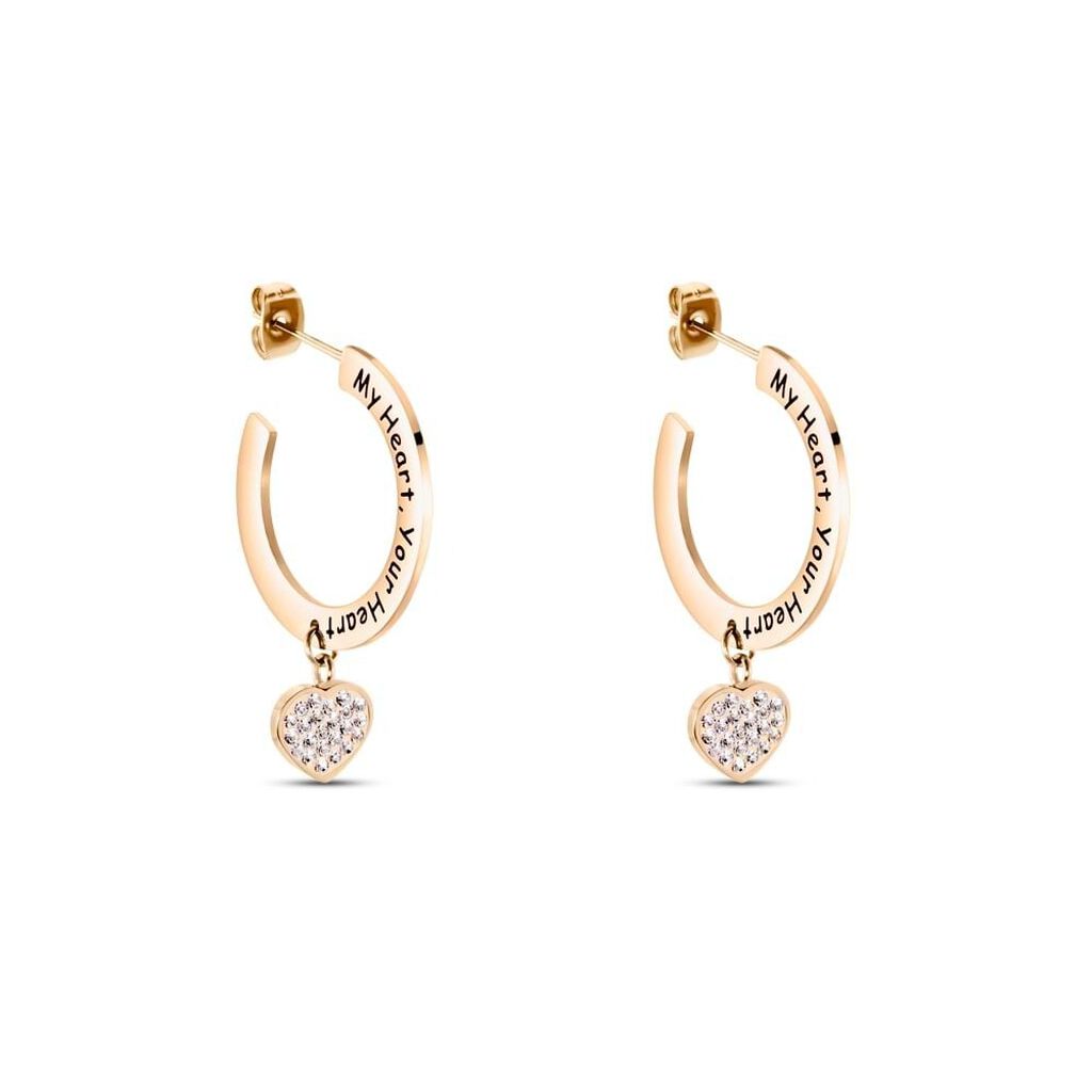 Orecchini A Cerchio Sunrise Acciaio Rosa Cristallo