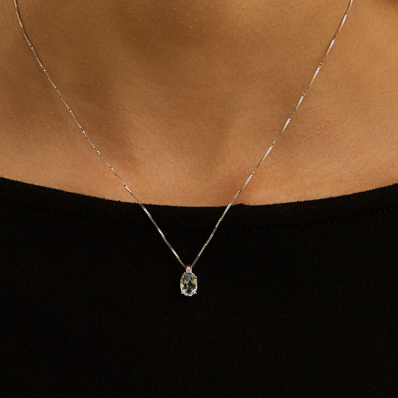 Collana Acquamarina Oro Bianco Acquamarina Diamante - Gioielli Donna | Stroili