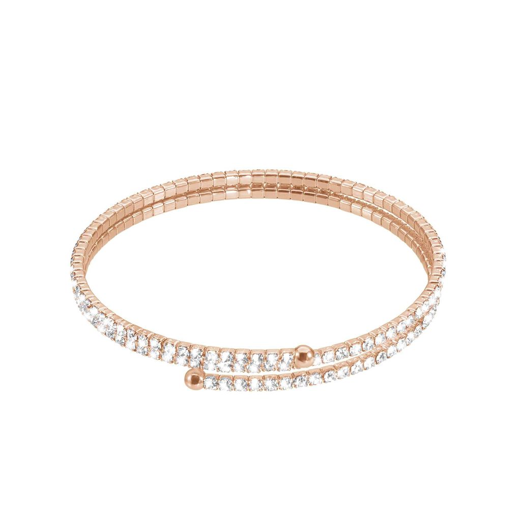 Bracciale bangle doppio in metallo rosato e cristalli