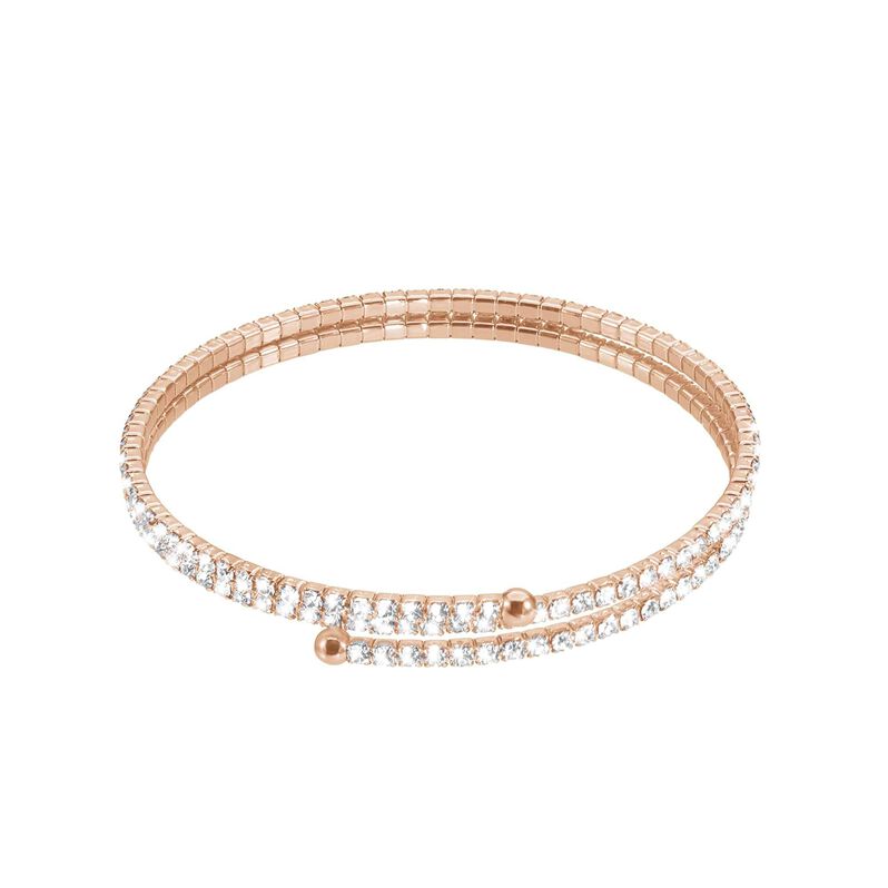 Bracciale bangle doppio in metallo rosato e cristalli - Bracciali Donna | Stroili