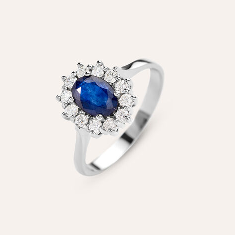 Anello Solitario Kate Charlotte Oro Bianco Zaffiro Diamante - Anelli con Pietre Donna | Stroili