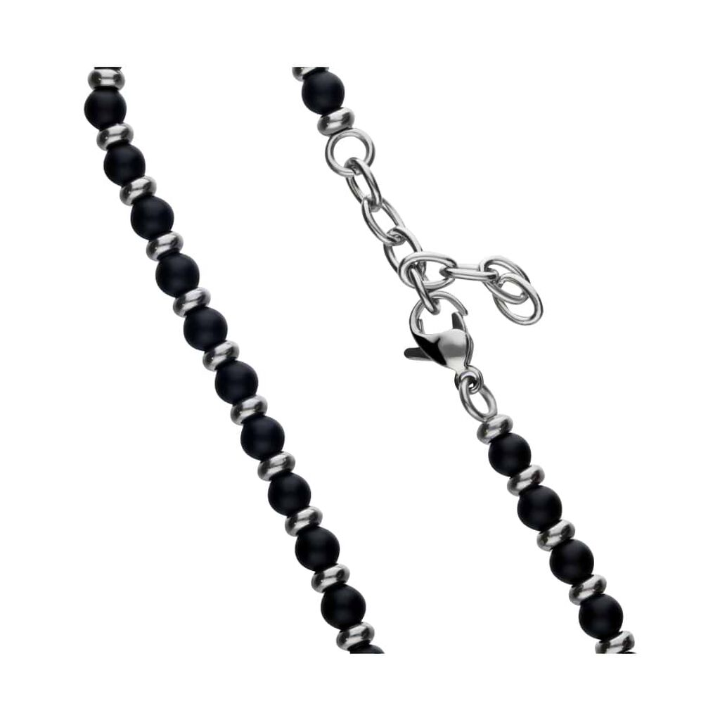 Bracciale Acciaio Onice 19+3cm