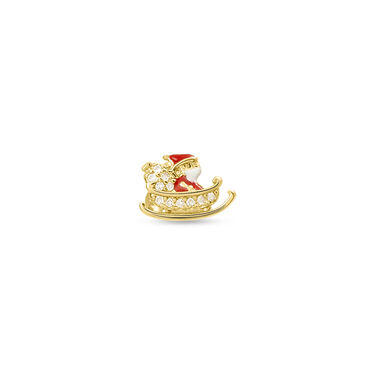 Mono Orecchino Lobo Christmas Collection Ottone Dorato Cristallo