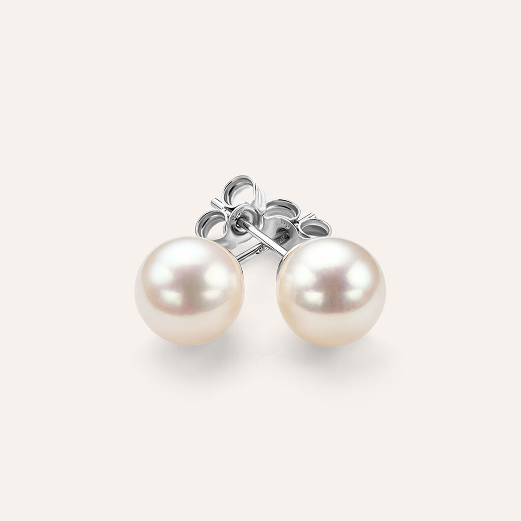 Orecchini Lobo Gabrielle Oro Bianco Perla D'Acqua Dolce