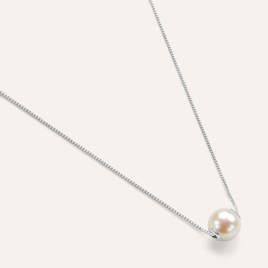 Collana Gabrielle Oro Bianco Perla D'Acqua Dolce