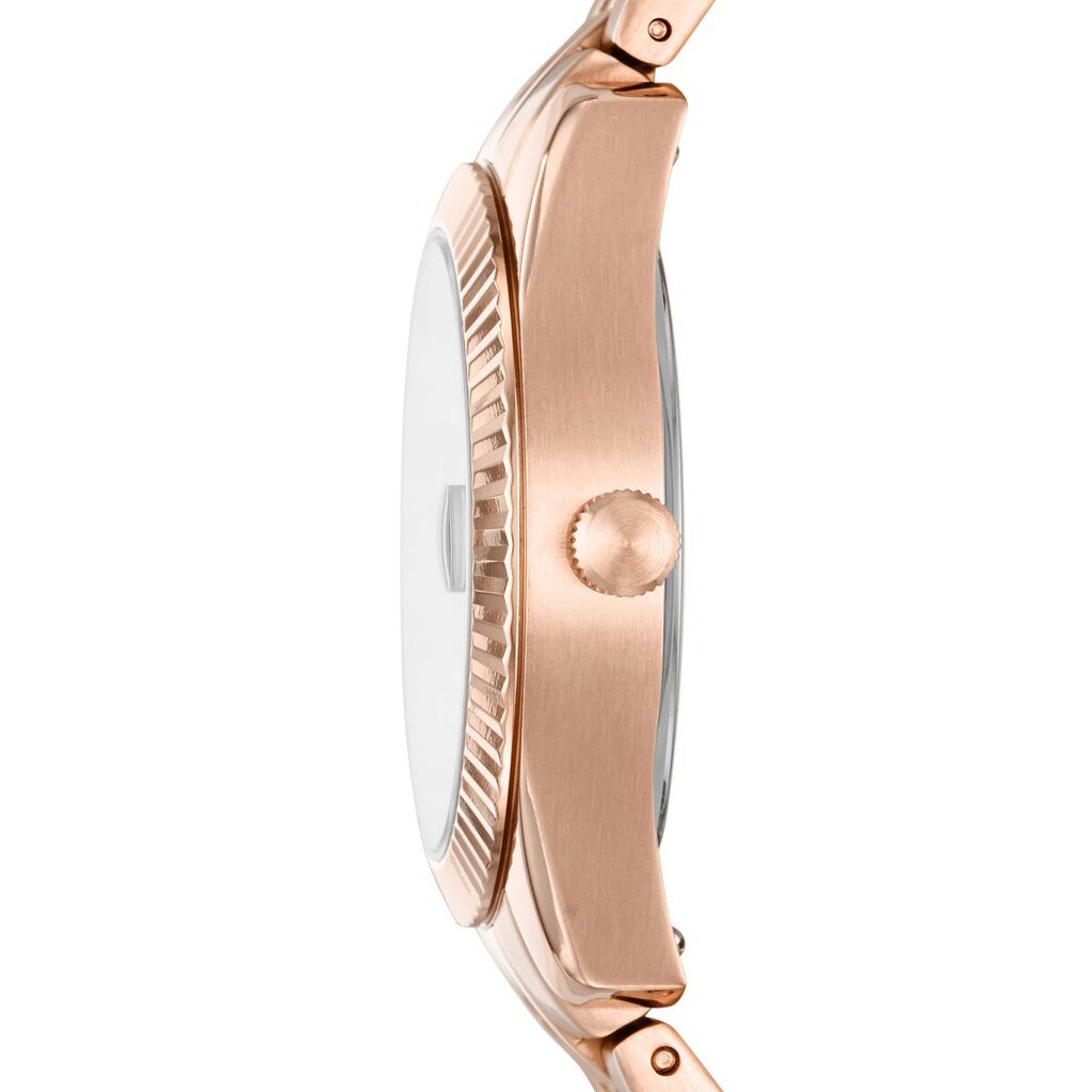 Orologio Fossil solo tempo con cinturino in acciaio rosato e quadrante blu