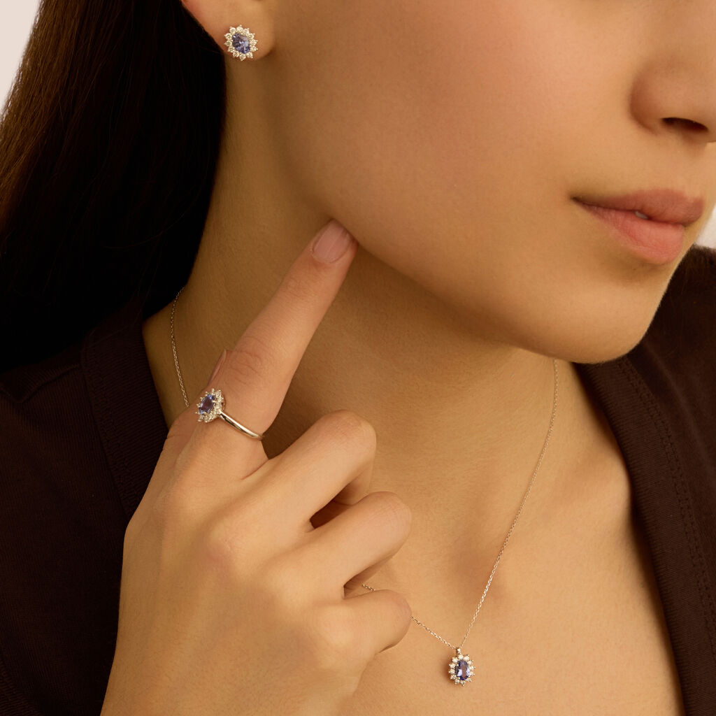 Anello Solitario Kate Jasmine Oro Bianco Tanzanite Diamante