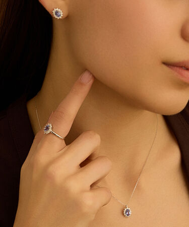 Anello Solitario Kate Jasmine Oro Bianco Tanzanite Diamante