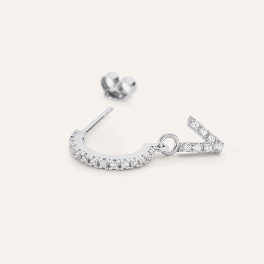 Mono Orecchino A Cerchio Silver Moments Argento Rodiato Cubic Zirconia