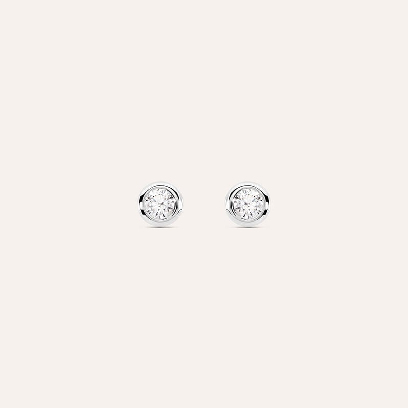 Orecchini lobo punto luce in oro bianco e brillante 0.06 ct - Orecchini Pendenti Donna | Stroili