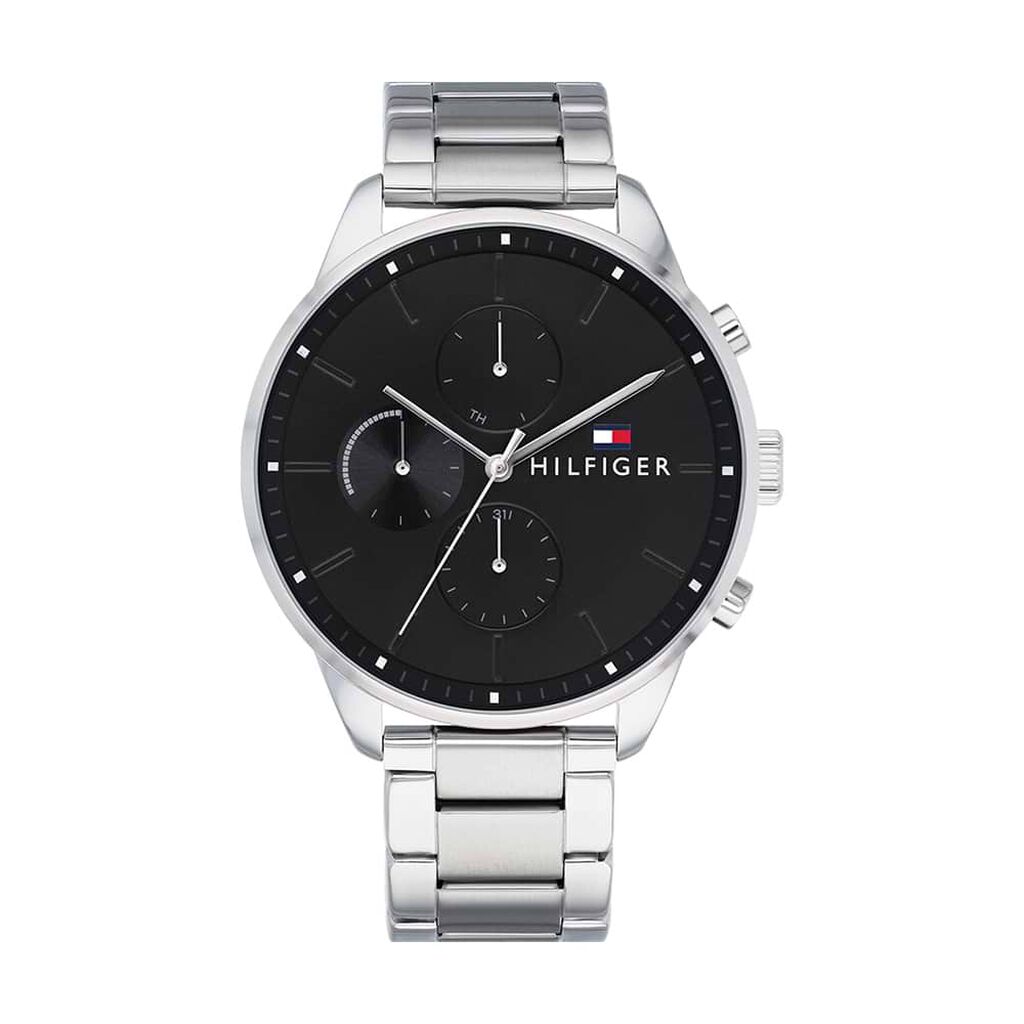 Orologio Multifunzione Uomo Tommy Hilfiger Chase quadrante nero 1791485 - Orologi Uomo | Stroili