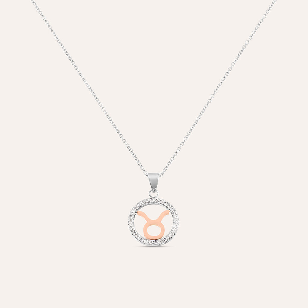 Collana Sunrise Acciaio Bicolore Bianco / Rosa Cubic Zirconia