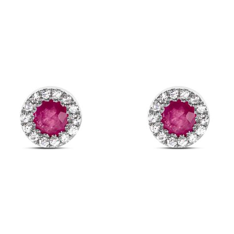 Orecchini Lobo Punto Luce Elizabeth Crown Oro Bianco Rubino Diamante - Orecchini a Lobo Donna | Stroili
