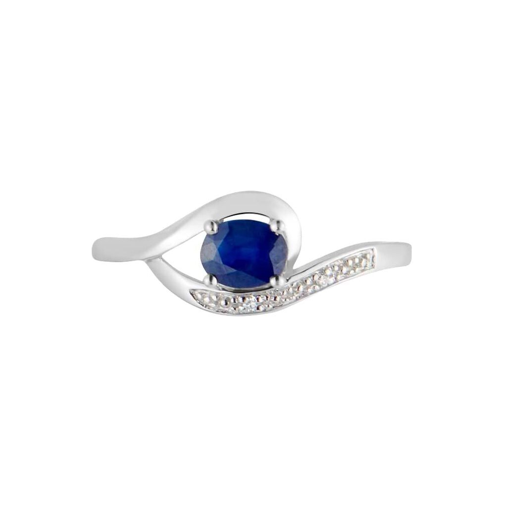 Anello Solitario Charlotte Oro Bianco Zaffiro Diamante - Anelli con Pietre Donna | Stroili