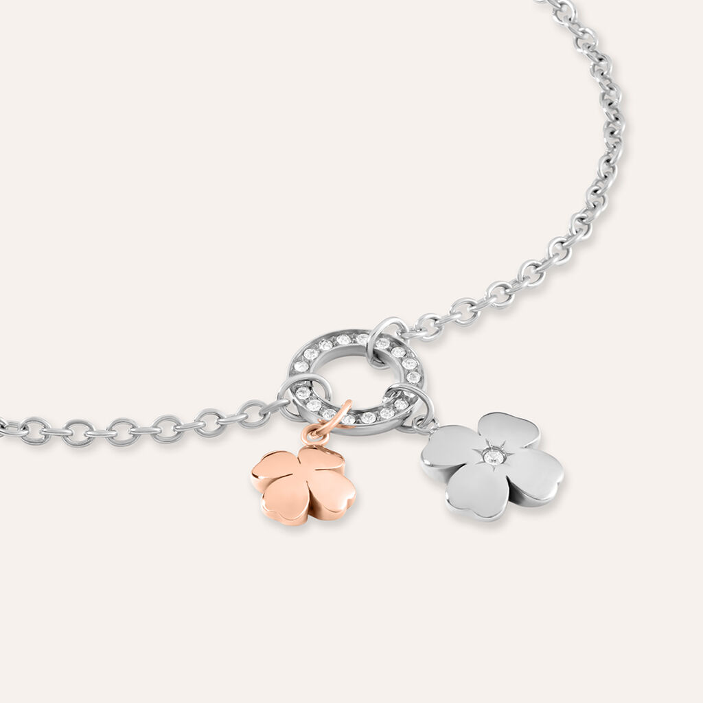 Bracciale Sunrise Acciaio Bicolore Bianco / Rosa Cristallo
