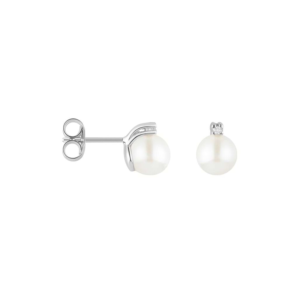 Orecchini Lobo Gold Pearls Oro Bianco Perla D'Acqua Dolce Diamante - Orecchini a Lobo Donna | Stroili