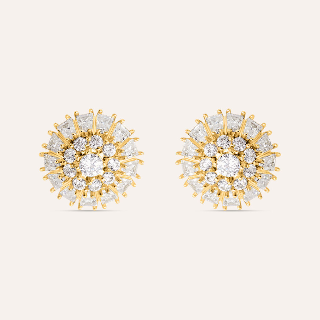 Orecchini Lobo Aura Acciaio Dorato Cubic Zirconia