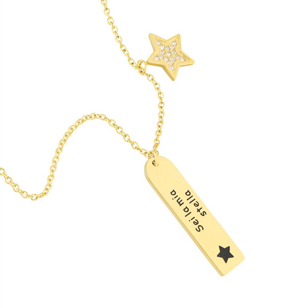 Collana Lady Message Acciaio Dorato Cristallo - Collane Donna | Stroili