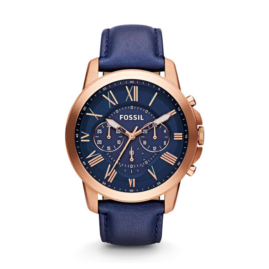 Orologio Cronografo Uomo Fossil Grant quadrante blu FS4835