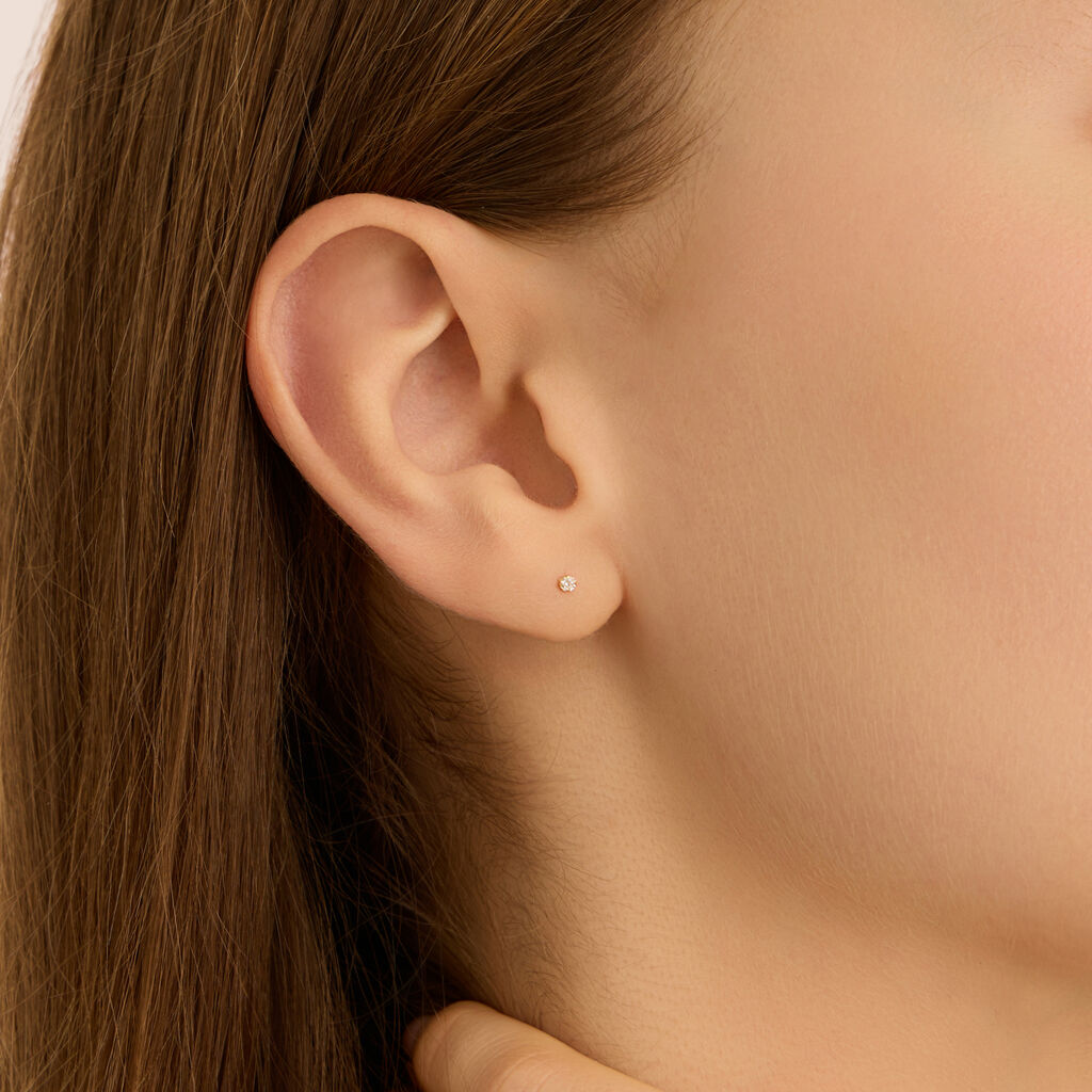 Orecchini Lobo Punto Luce Bon Ton Oro Giallo Cubic Zirconia