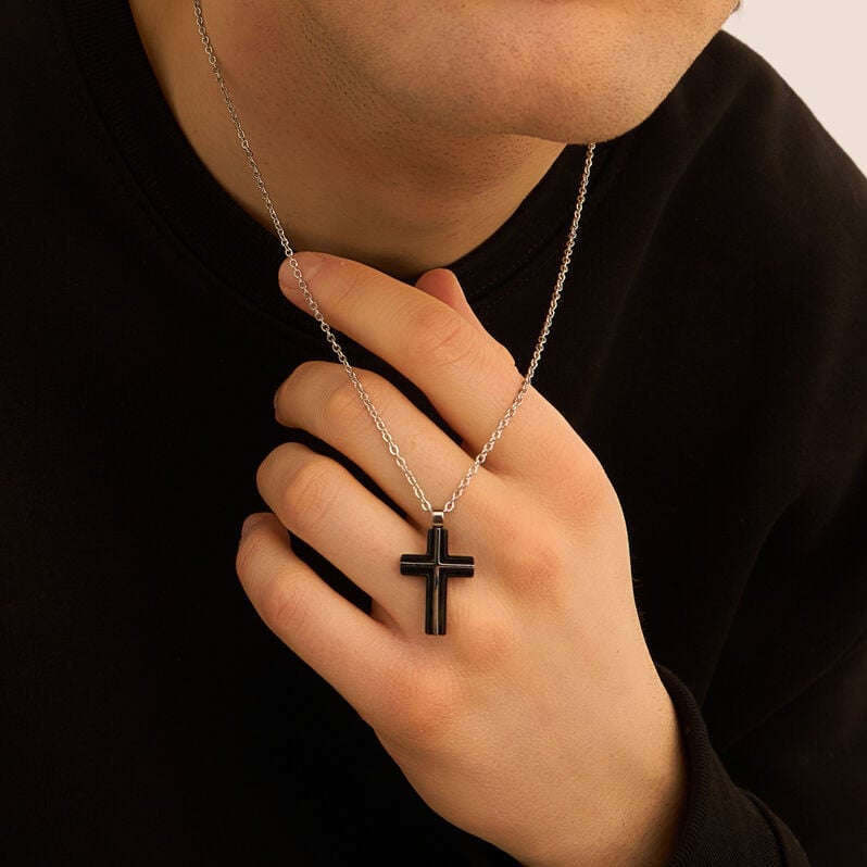 Collana Man Code Acciaio Bicolore Bianco / Nero - Collane Uomo | Stroili