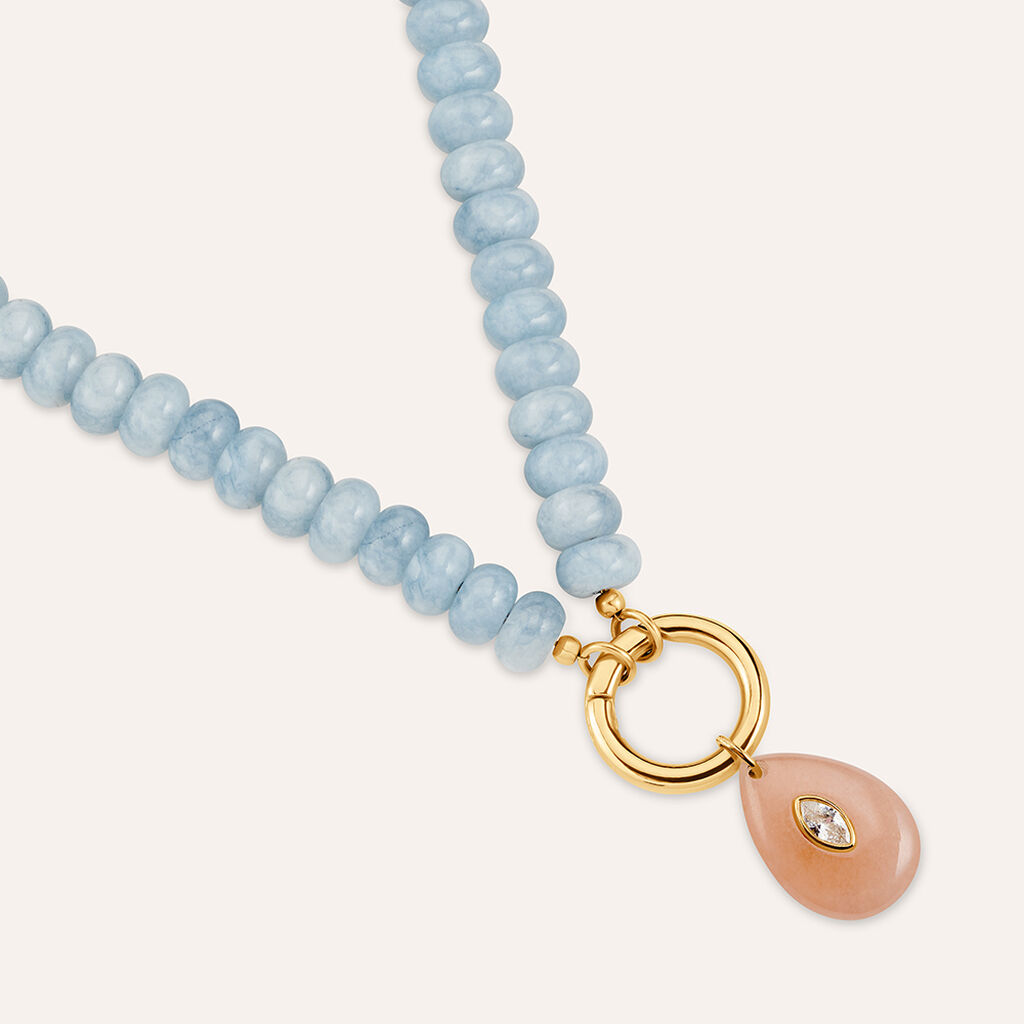 Pendente Radiance Acciaio Dorato Avventurina Cubic Zirconia