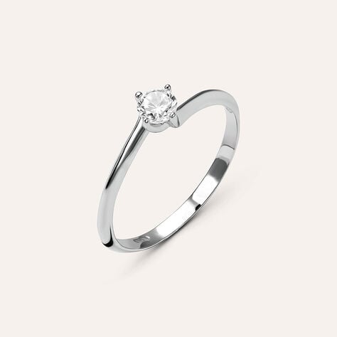 Anello Solitario Valentino Silver Elegance Argento Rodiato Cubic Zirconia - Anelli con Pietre Donna | Stroili