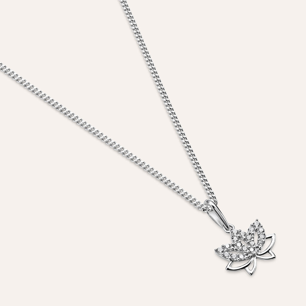 Pendente Po&egrave;me Oro Bianco Cubic Zirconia