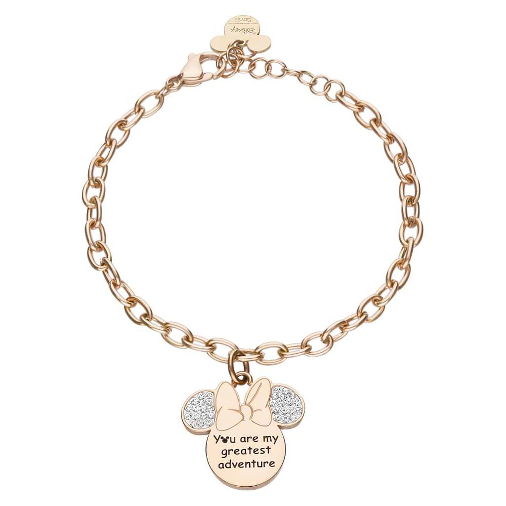 Bracciale Lady Message Acciaio Rosato Disney e Cristalli