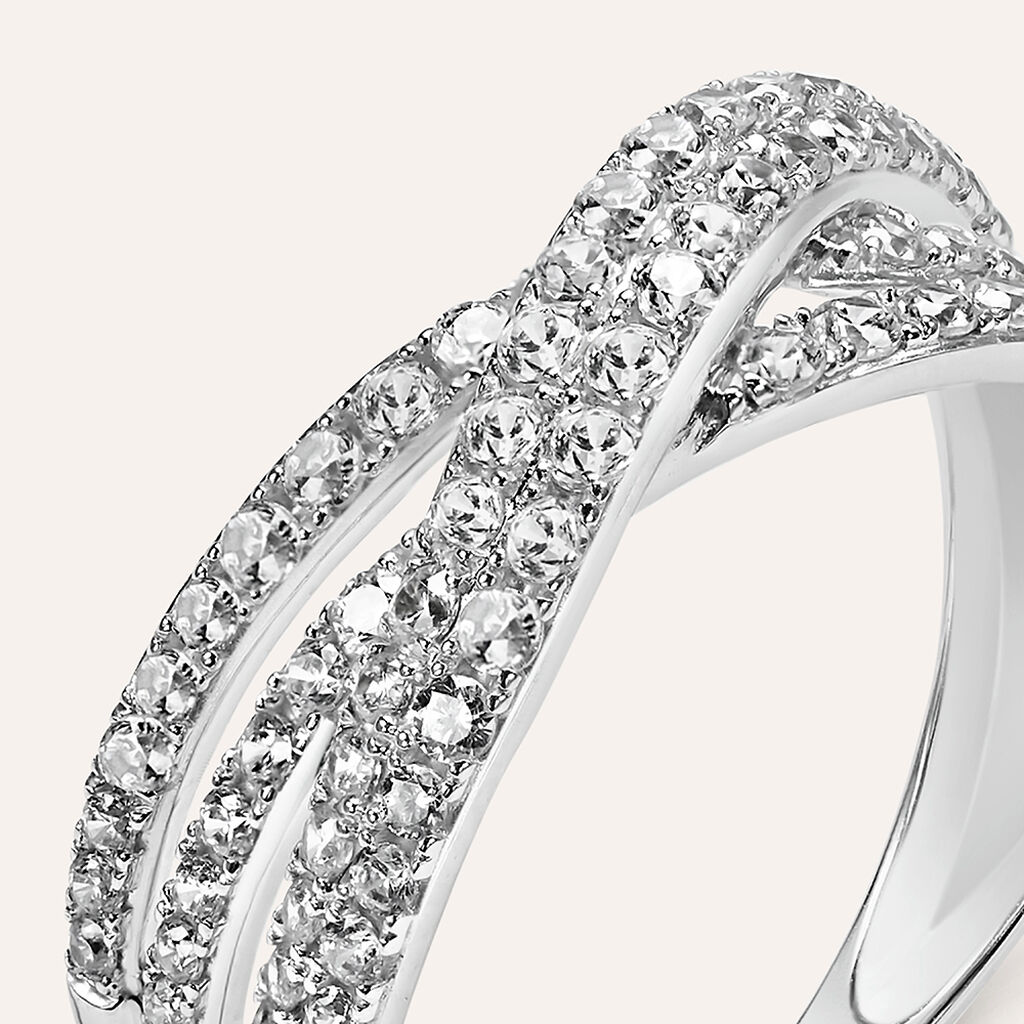 Anello Fascia Claire Oro Bianco Cubic Zirconia - Anelli a Fascia Larga Donna | Stroili