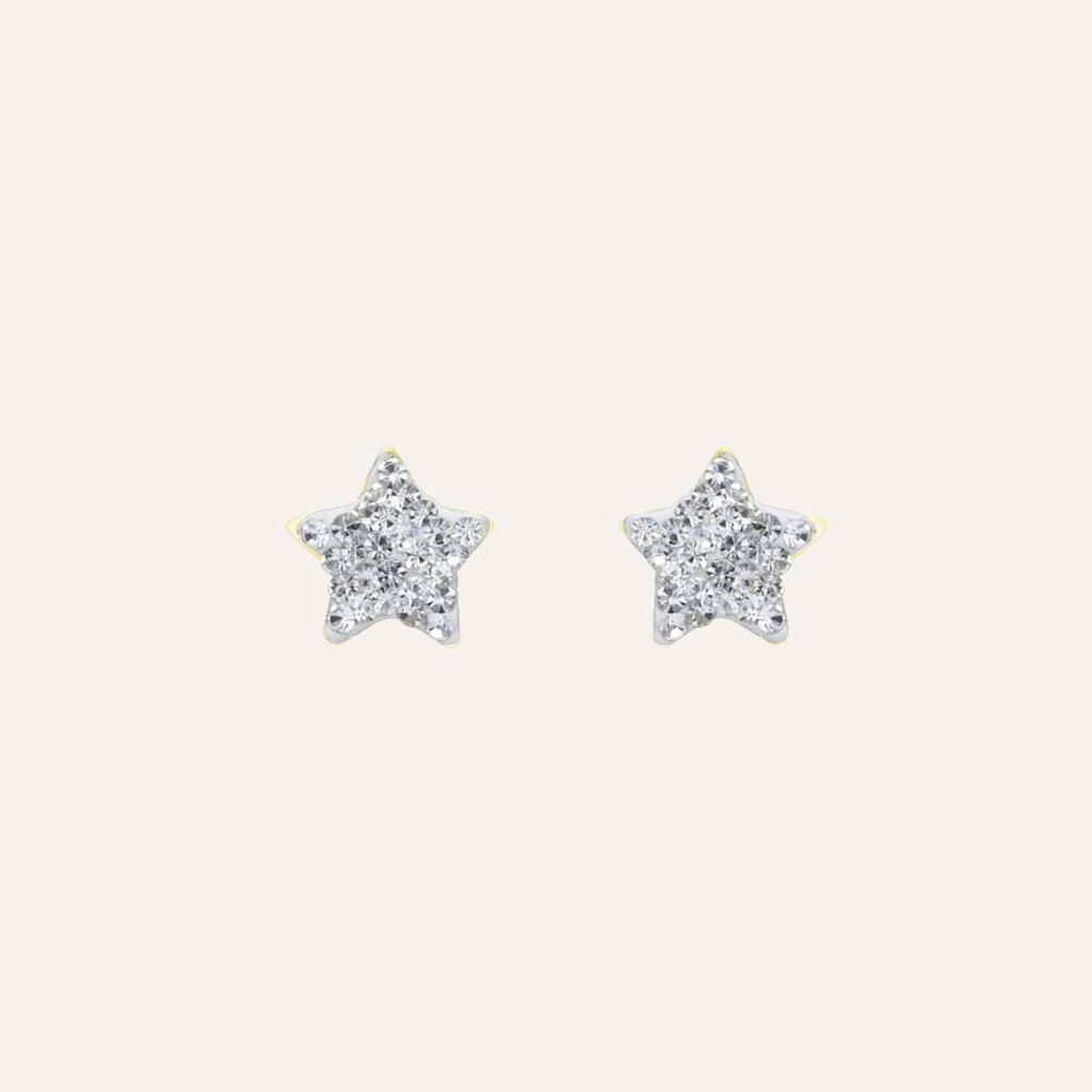 Orecchini Lobo Mon Petit Oro Giallo Cristallo