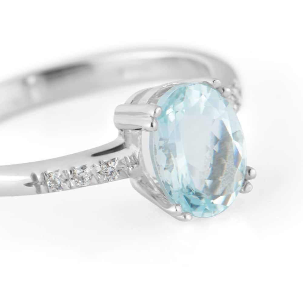 Anello Solitario Acquamarina Oro Bianco Acquamarina Diamante 1630554 Stroili