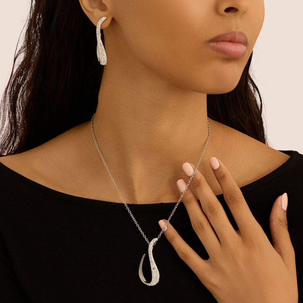 Collana Aura Acciaio Cristallo